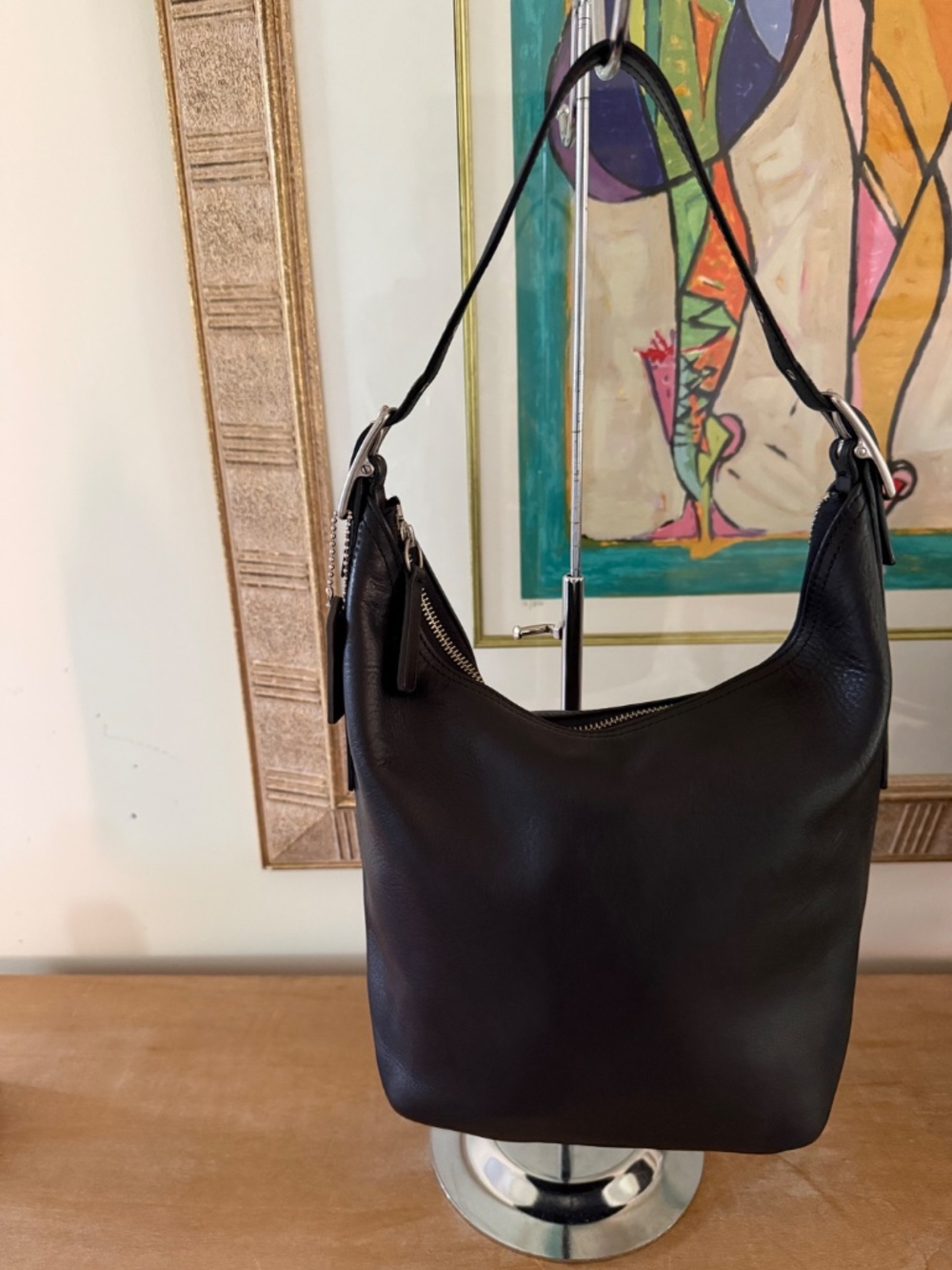 VTG 2002 Coach Legacy West Hobo 9823 Black Glove-Tanned Leather Nickel Hardware